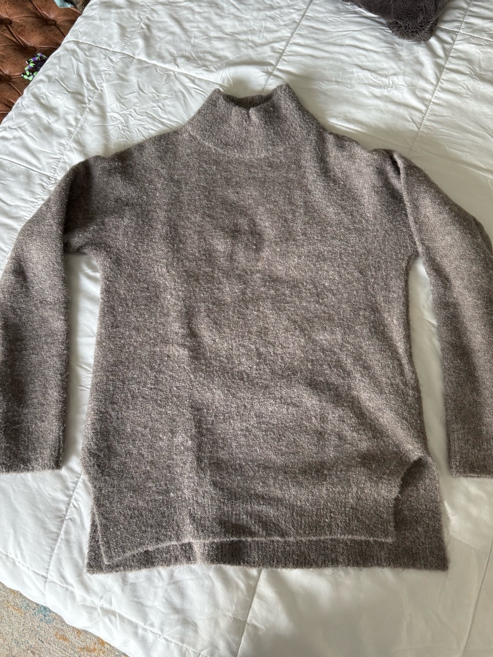 Abercrombie & Fitch Women's Long-Sleeve Mock Neck Sweater in Taupe